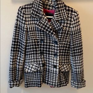 black and white coat